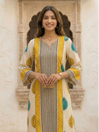 Virosh canary printed cotton kurta pant set