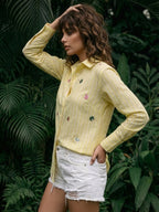 Ivanka canary stripes embroidery cotton shirt
