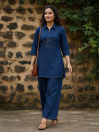 Prisha serul embroidery denim co-ord set