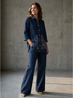 Prisha cyan embroidery denim co-ord set
