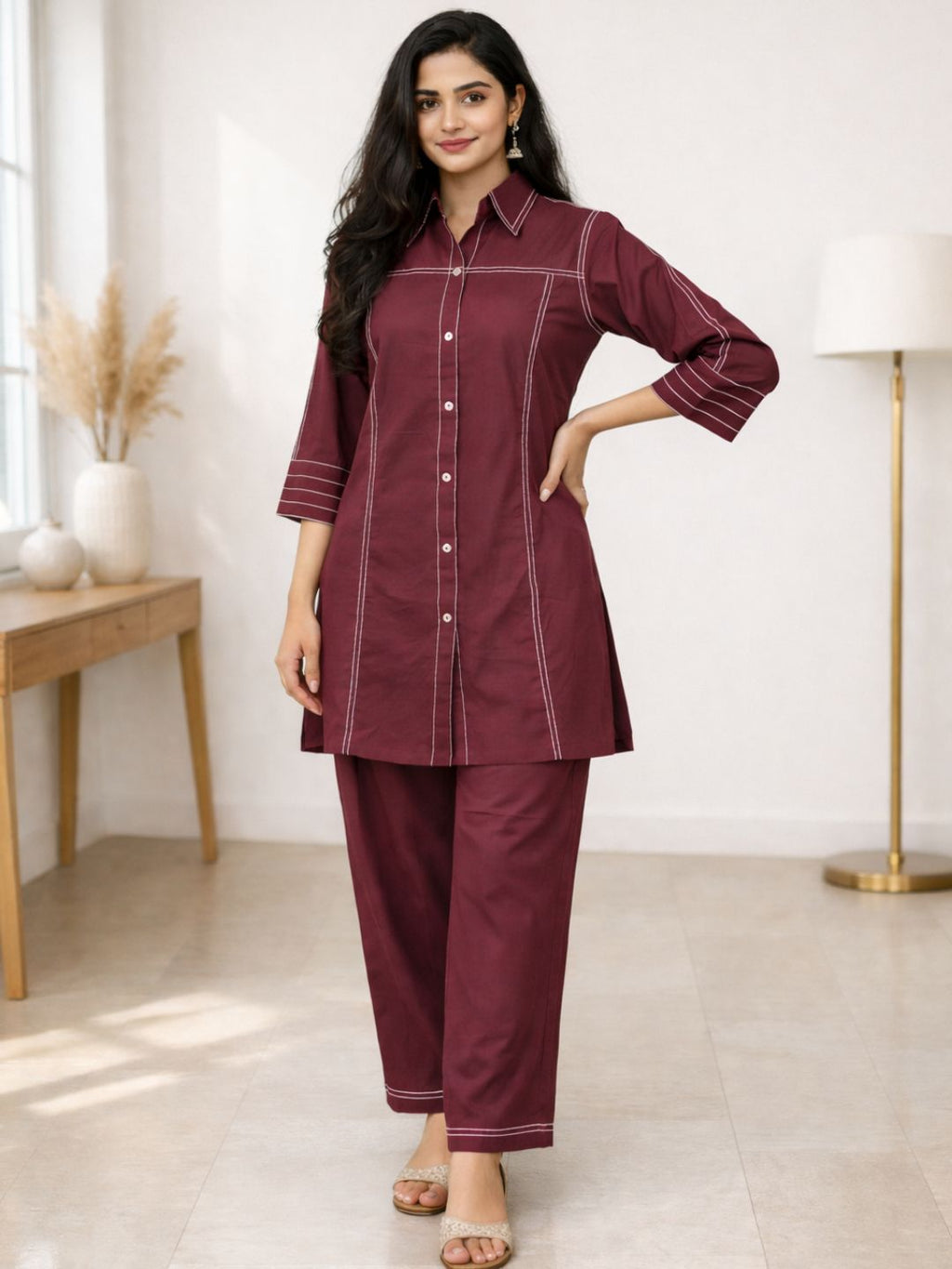 Akshara Merlot Cotton Co-ord Set