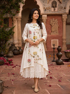 2 pc layered full embroidered dress