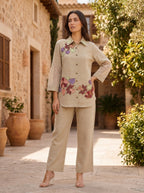 Opela Castano Jute Embroidery Co-Ord Set
