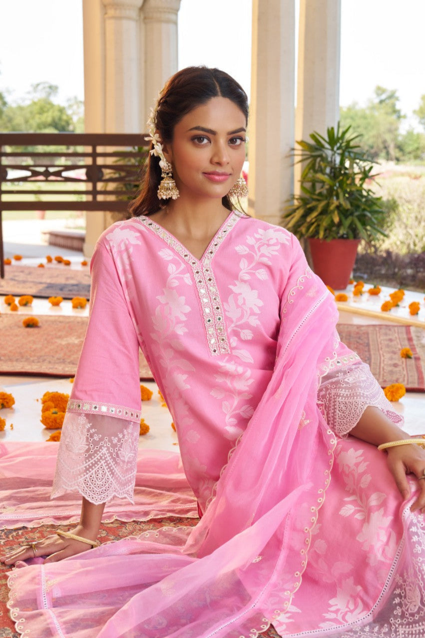 Grithav SoftPink Embroidered Lawn Suit Set