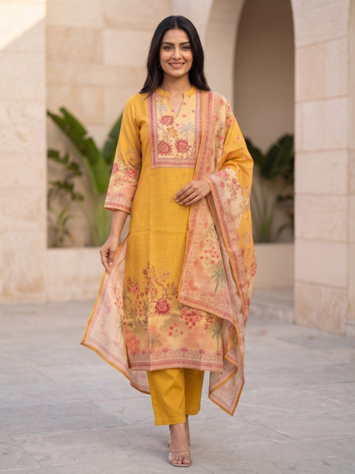 Krishvi Canary Printed Work Suit Set