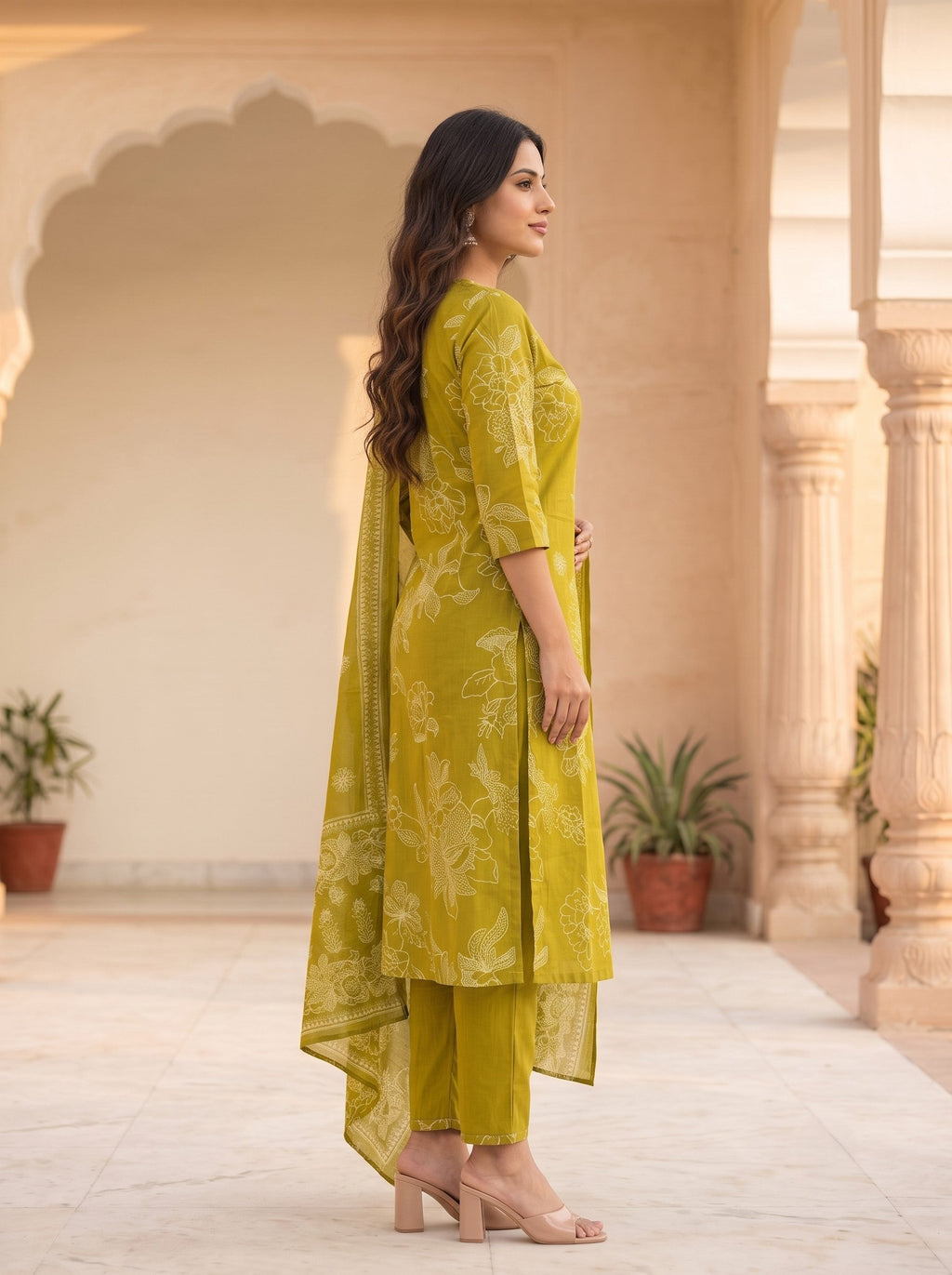 Myra Pea Printed Work Suit Set