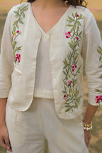 Mayri Pearl embroidery Cotton Jacket Co-ord set