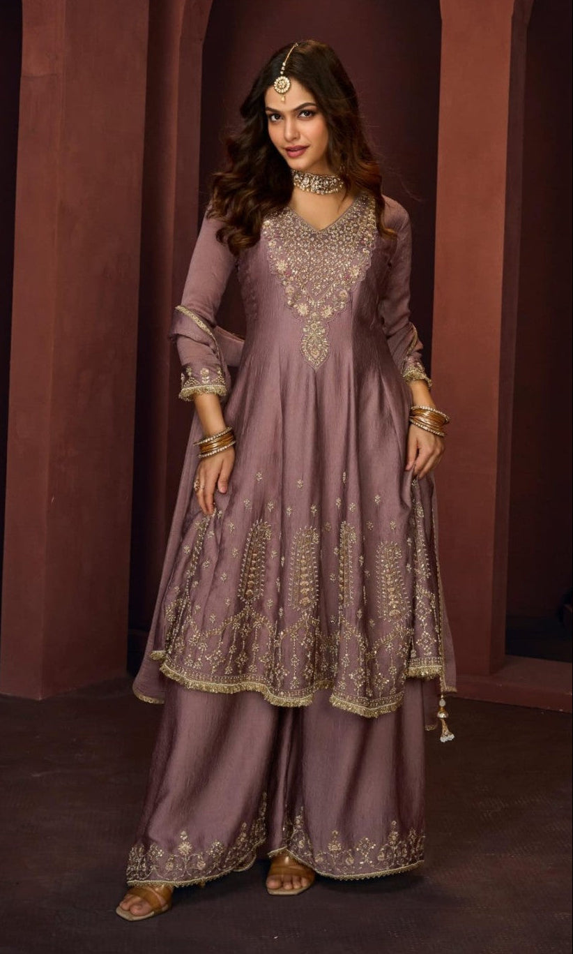 Haniya periwinkle full work Gharara set