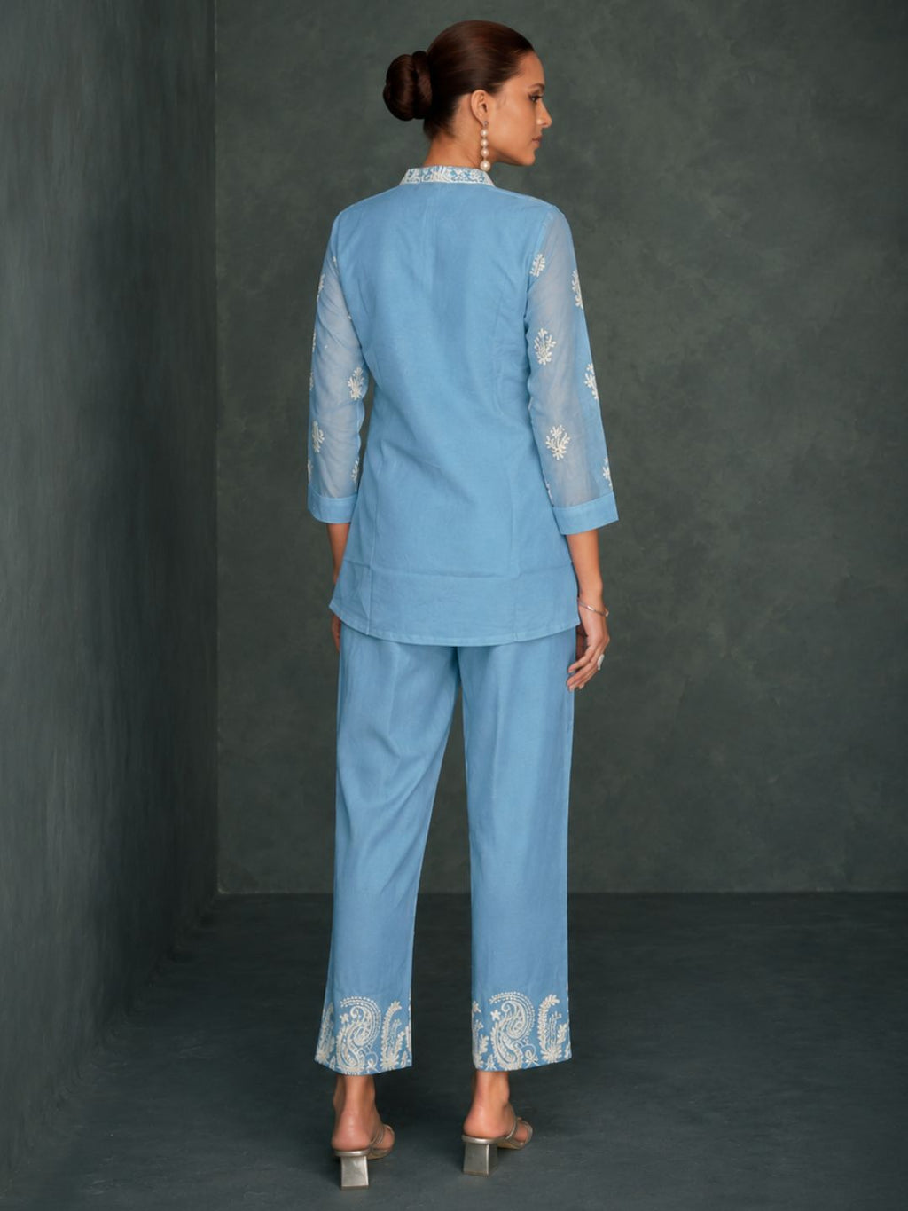 Saba SoftBlue Embroidered 3 pc Co-ord Set