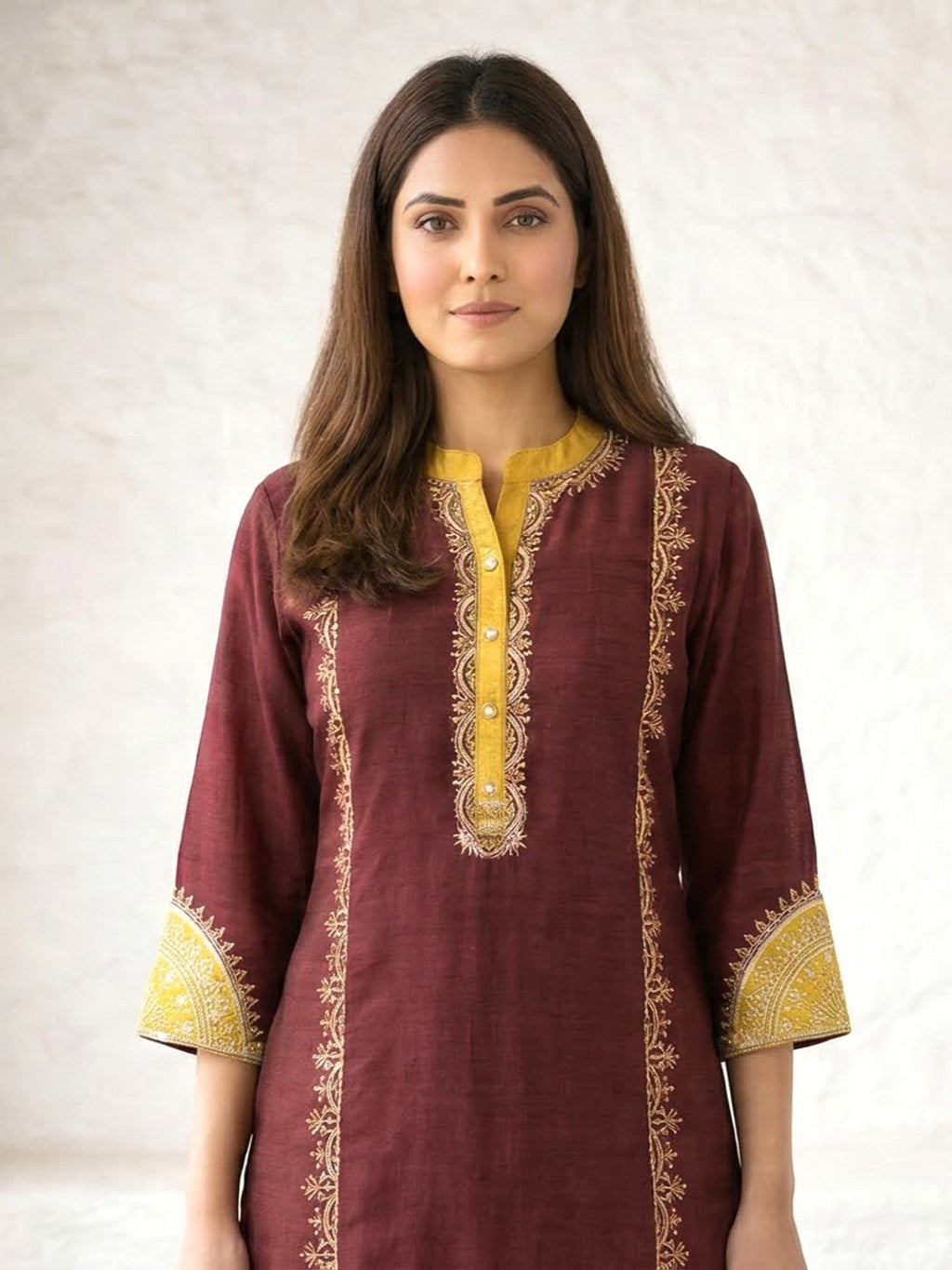 Nabha Wine Printed Work Suit Set