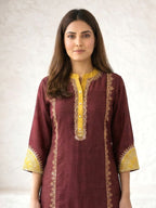 Nabha Wine Printed Work Suit Set
