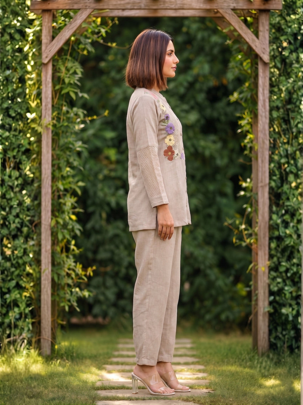 Sushi flora embroidery cotton co-ord set